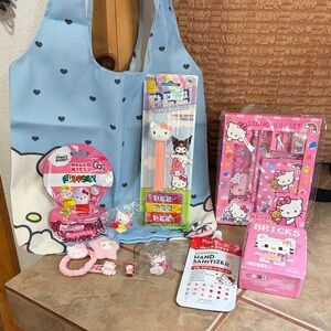 Hello Kitty Blue Tote and Pink Hello Kitty Stationery Gift Set